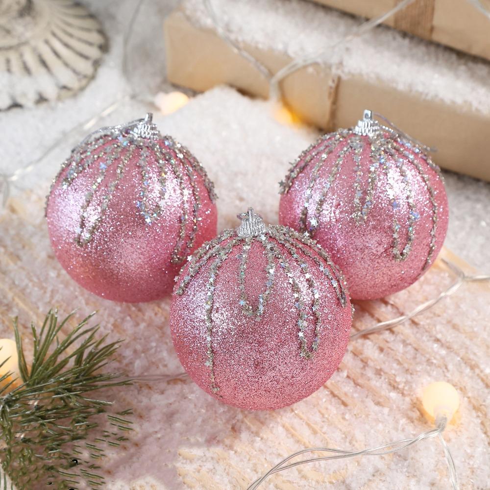 3 pcs/set Glitter Christmas Decoration Balls Multi-Color Xmas Tree Ornaments Party Decor