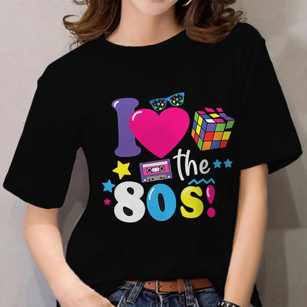 Funny T Shirt For Women Fashion O-neck Ladies Clothes Top 80's Graffiti Street Women's T-shirt Casual Summer Female Tee Shirt