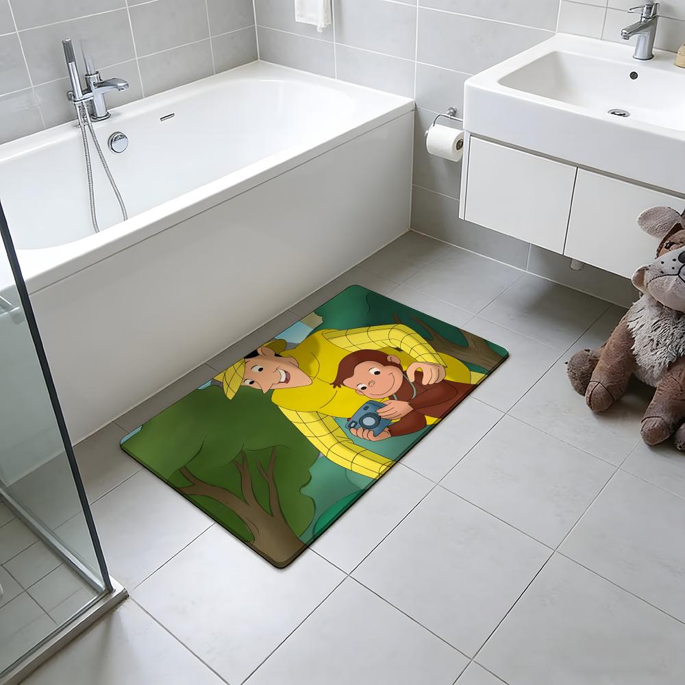 ANIME C-Curious George Floor Mat Absorbent Floor Mat Non-Slip Entrance Rug for Bathrooms Restrooms and Toilets