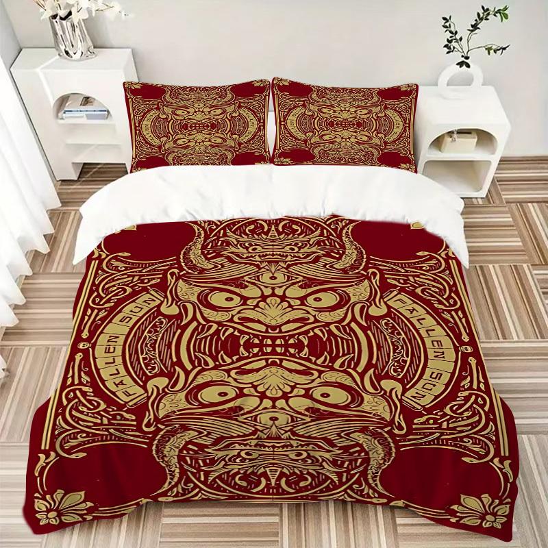 3pcs Ornate Mask Duvet Cover Set -Includes 1 Duvet Cover and 2 Pillowcases, No Quilt Core, All-Season Home Decor yy251111145
