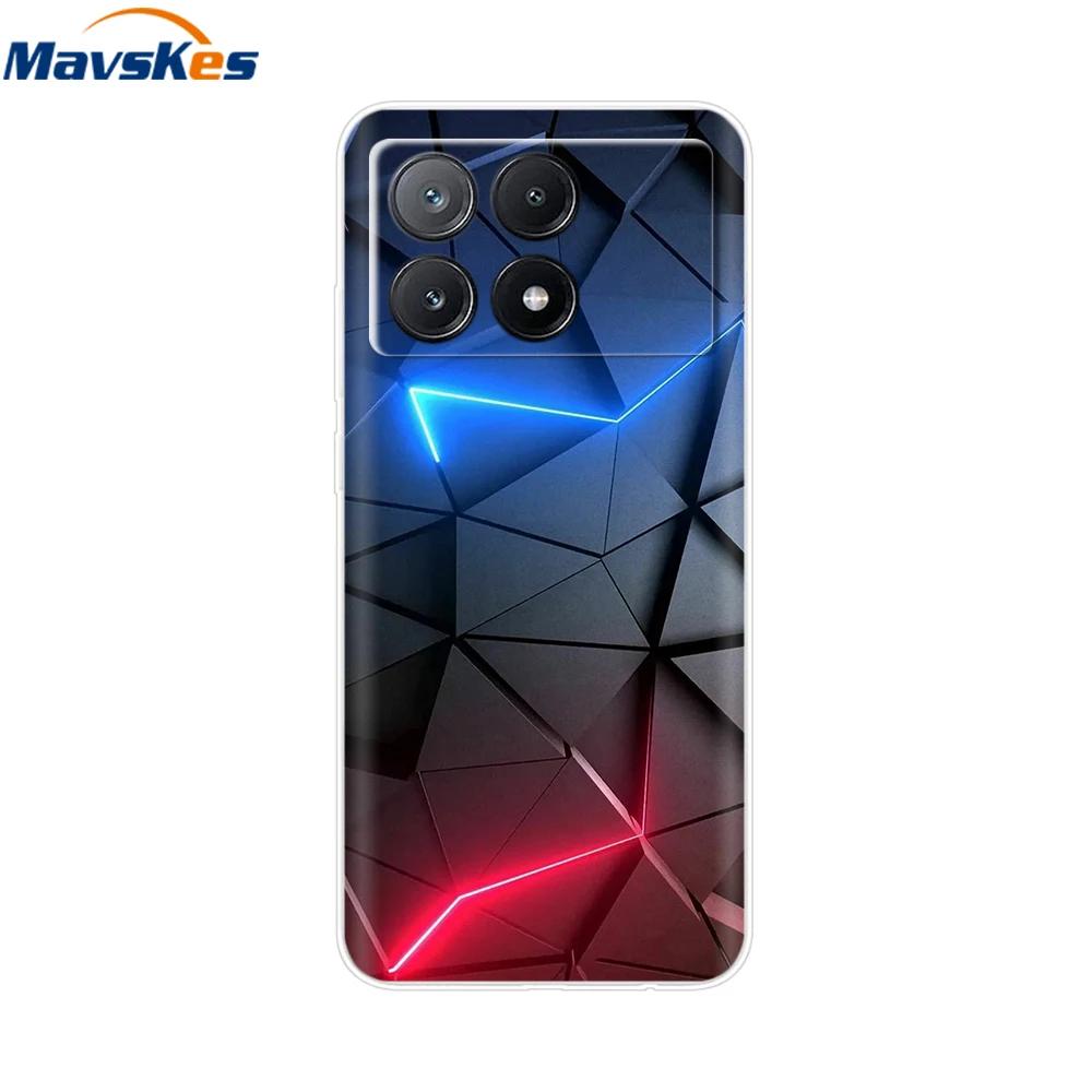 Чехол для Xiaomi Poco X6 Pro Мягкий окрашенный ТПУ чехол для телефона Для Xiomi Poco X6 PocoX6 Pro 5G Силиконовый чехол Цветочный Fundas Защитный