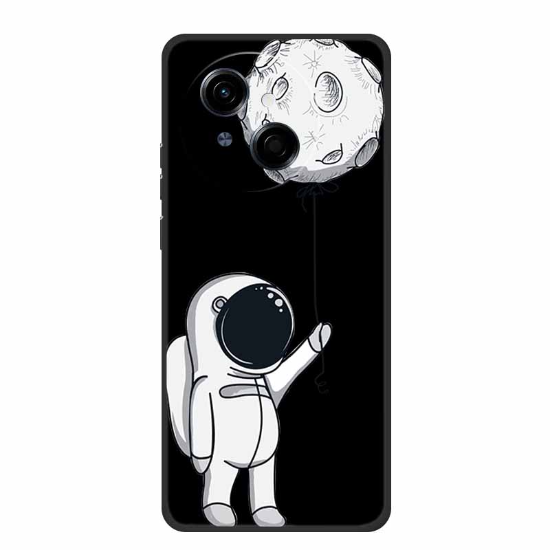 Чехол For Tecno Spark 40C Чехол Spark40C Мультяшный Кот Черный ТПУ Силикон Мягкий Чехол для Телефона Для Tecno Spark 40C 40 C Задняя Крышка Чехол