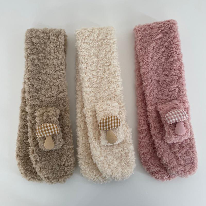 Корейский мультяшный гриб Детский шарф: Унисекс, Утолщенный перекрестный шарф-воротник