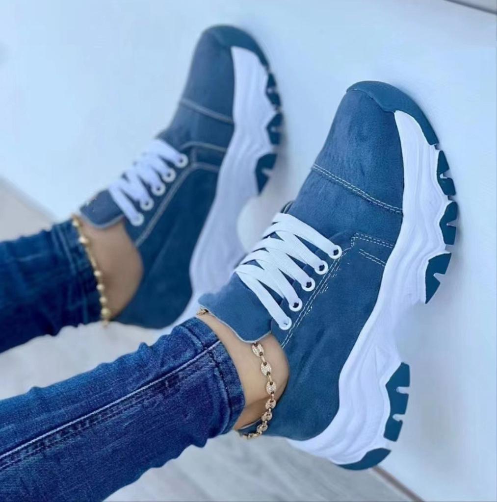2024 New Thick-soled Lace-up Sports and Leisure Shoes Women's Foreign Trade Large Size Low-top Single Shoes Women's Casual Shoes