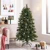 5ft Artificial Christmas Tree, Fir Hinged Xmas Tree with 490 Branch Tips, Foldable Metal Stand, Easy Assembly, Green