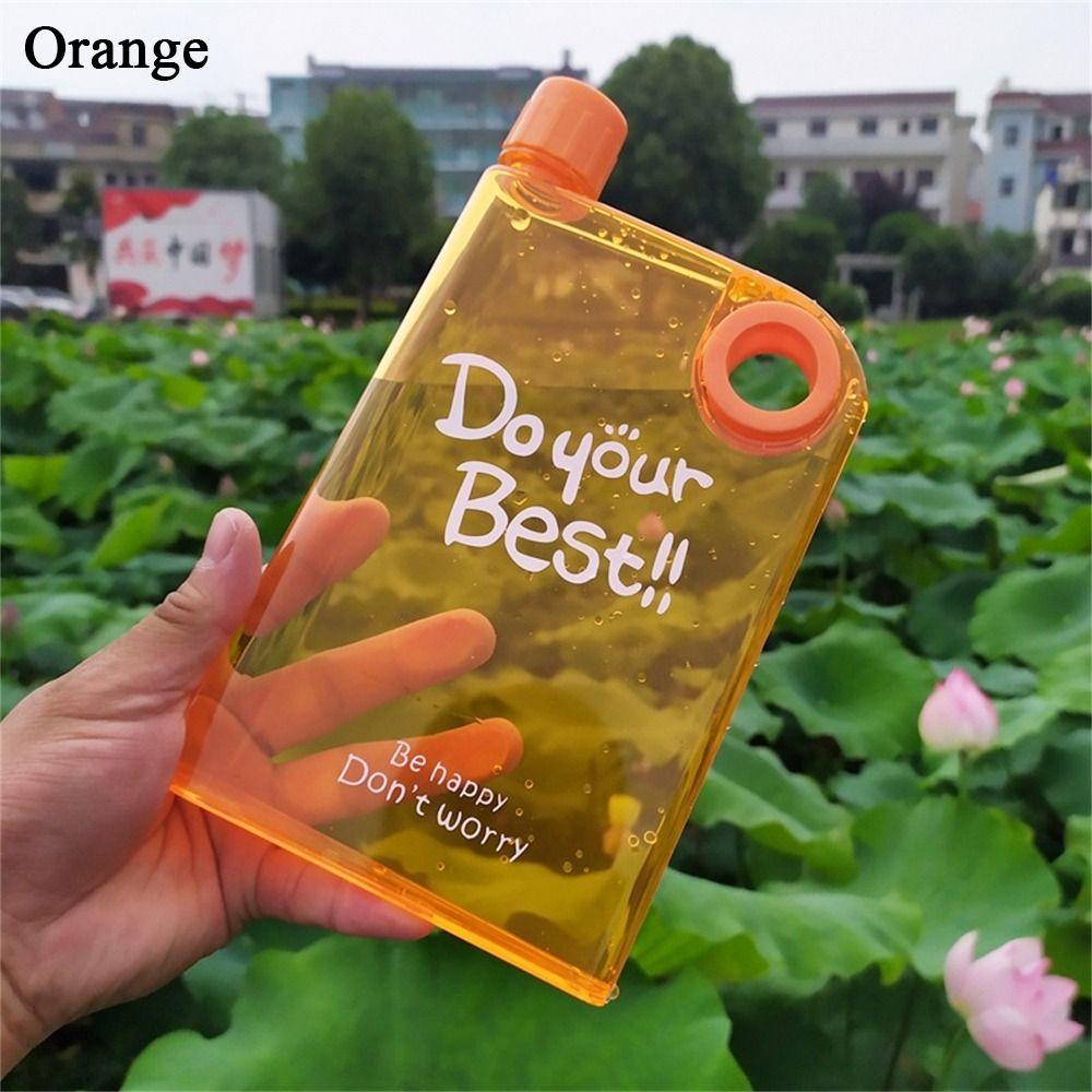 Travel Transparent Sports Flat Water Bottle Juice Cup Drink Bottle Plastic