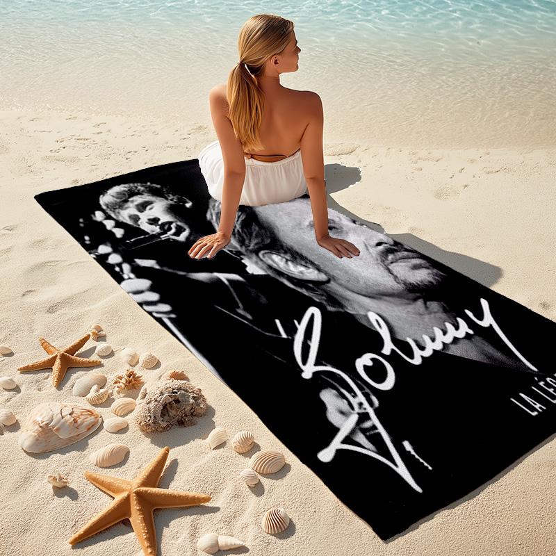 French legendary rock singer and actor Johnny Hallyday towel outdoor camping vacation swimming beach towel outdoor absorbent bath towel Y3