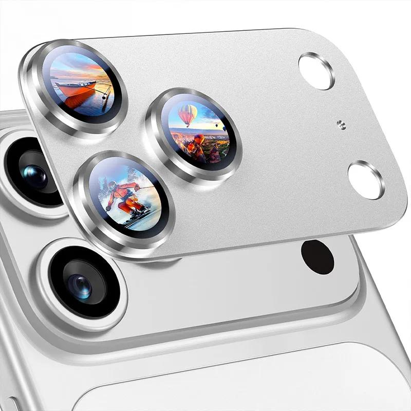 Оригинальный алюминиевый сплав Защита объектива камеры Tone для IPhone 18 Pro Max 17 Поднятый ободок Закаленное стекло AR Металлическая крышка камеры