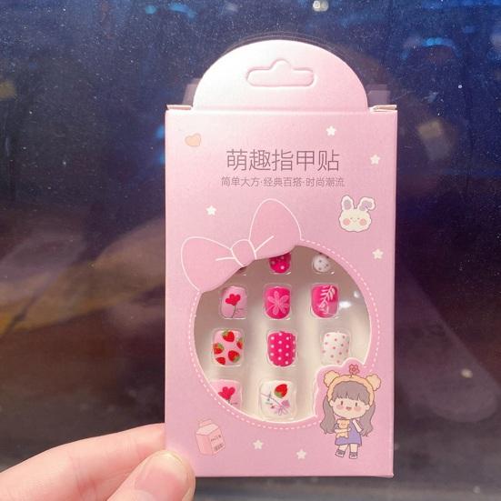 12 шт. детские накладные ногти Kawaii, самоклеящиеся накладные ногти, набор креативного маникюра для детей, украшения