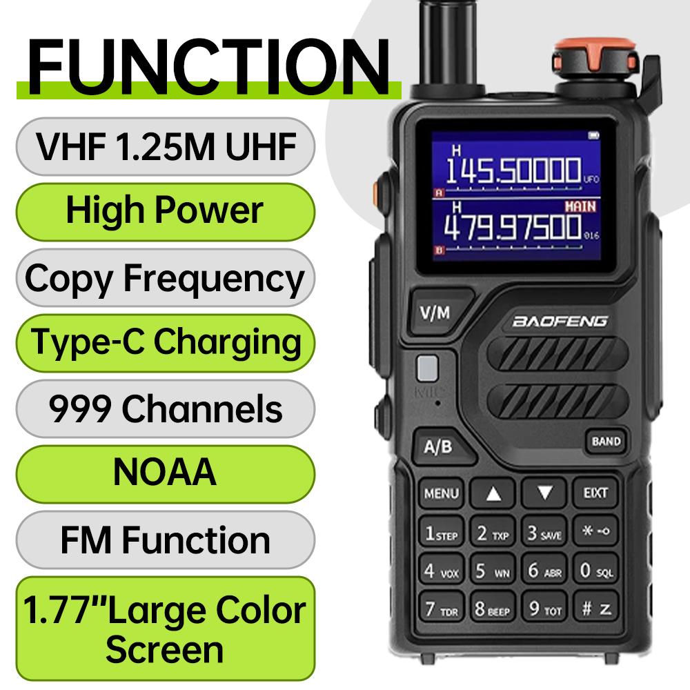 1/2PC Baofeng UV-K5PLUS amateur radio 12W UHF/VHF Ham Radio 999CH used for long-distance communica transceiver triband car radio
