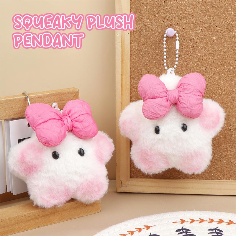 Пищащая плюшевая игрушка с розовым бантом Capibara, подвеска, мягкая кукла, брелок для ключей, автомобильный брелок, сумка, декор для рюкзака, подарок для ребенка