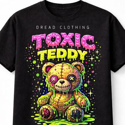 Toxic Teddy Bear Gothic Horror Cartoon Graphic Unisex TShirt