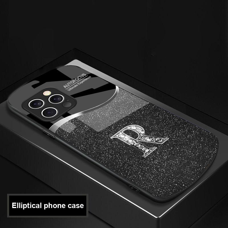 Двухцветный Градиентный Буква R Для IPhone 16 Pro Max 15 Pro 14 13 12 Mini 11 XS Max XR 7 8 Plus SE 2022 Эллиптический Стеклянный Чехол Для Телефона