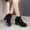 2025Women High Heel Ankle Boots Autumn Winter Booties Woman Fashion New Lady Shoes Brown Black Short Boot Female Botas De Mujer