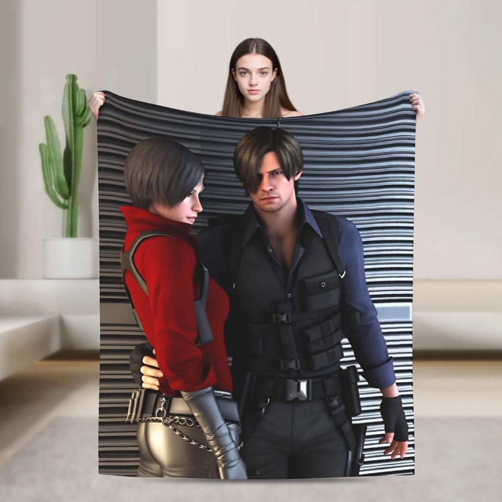 Leon Kennedy Throw Blanket Super Soft Funny Blanket For Couch Chair Travel Flannel Bedspread Bed Cover