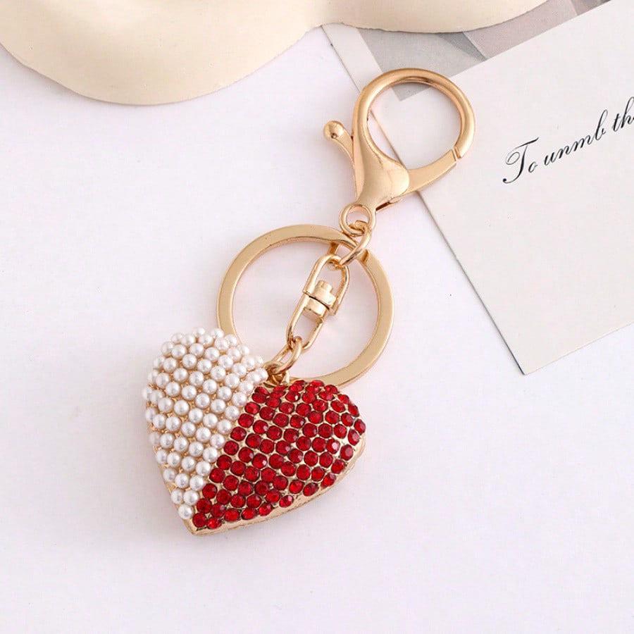Chic European & American Rhinestone Heart Keychain Pendant