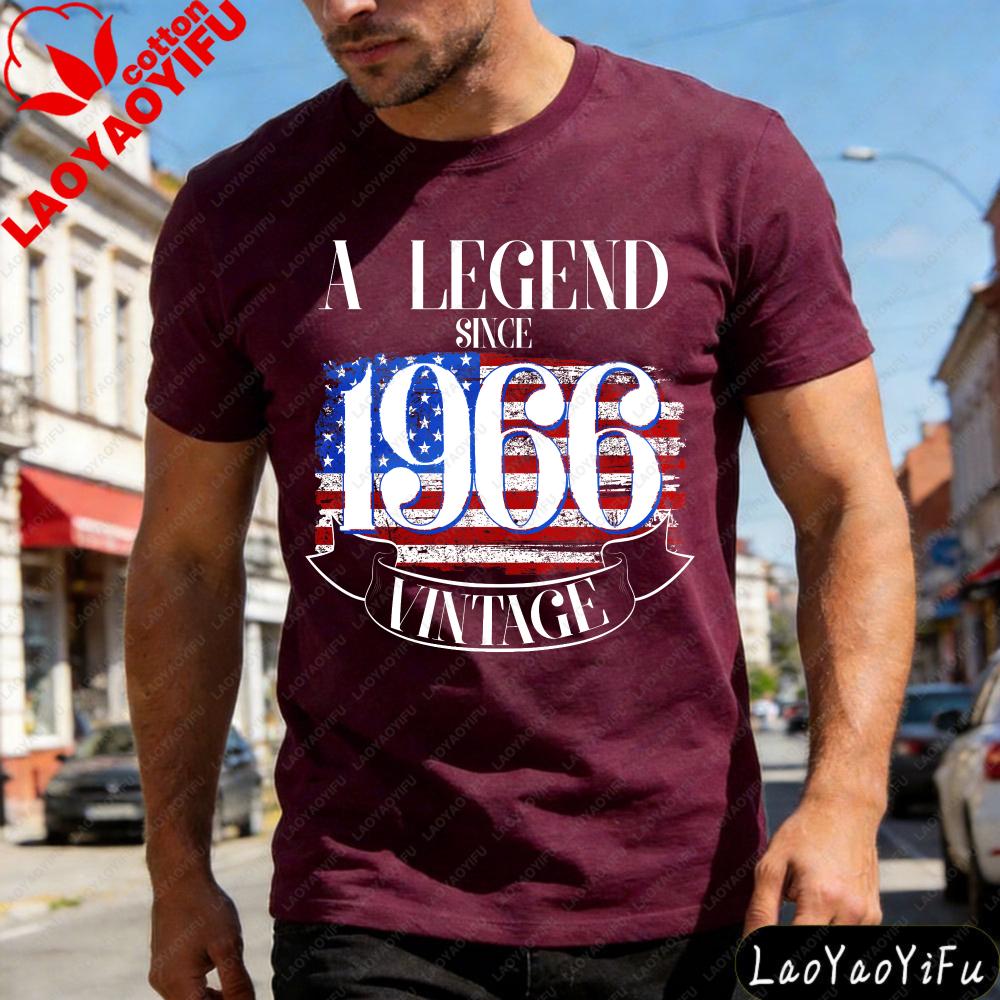Legend Since 1966 Vintagethe United States Flag Summer Men TShirt CasualGift 60 years old Anniversary Celebration TShirts Tops