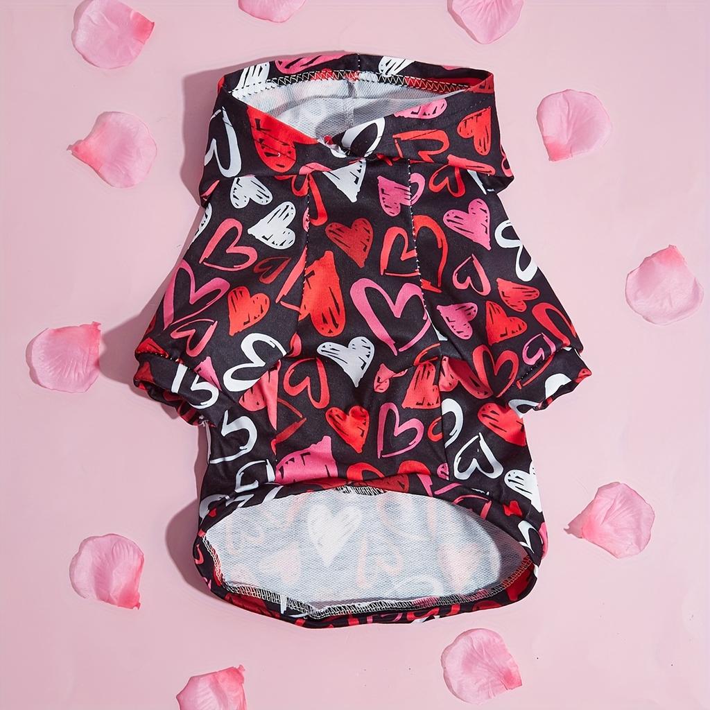 Забавная рубашка с сердечками, толстовки с капюшоном для собак на День святого Валентина, костюм милого щенка, одежда для маленьких и средних собак, кошек, домашних животных