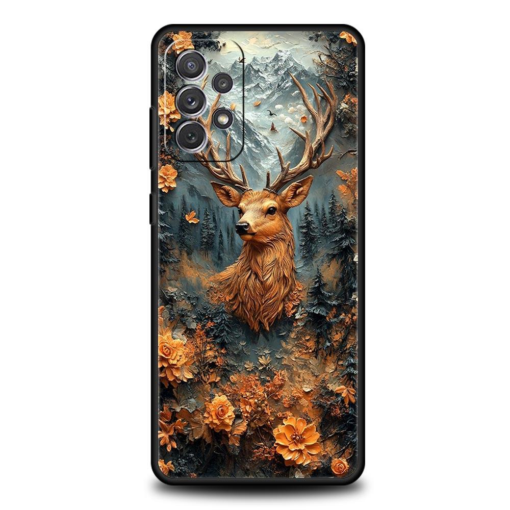 Чехол для телефона с узором "Олень и Личи" для Samsung Galaxy A55 A35 A15 A14 A13 A25 A54 A51 A71 A72 A73 A32 A52 A41 5G Мягкий ТПУ Корпус Сумки