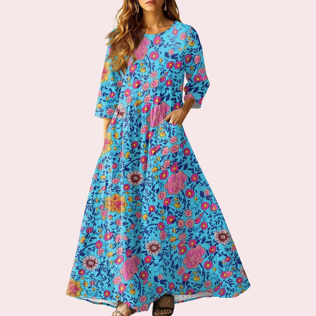 Женское ретро этническое льняное платье макси без рукавов с V-образным вырезом, вышитое лентами