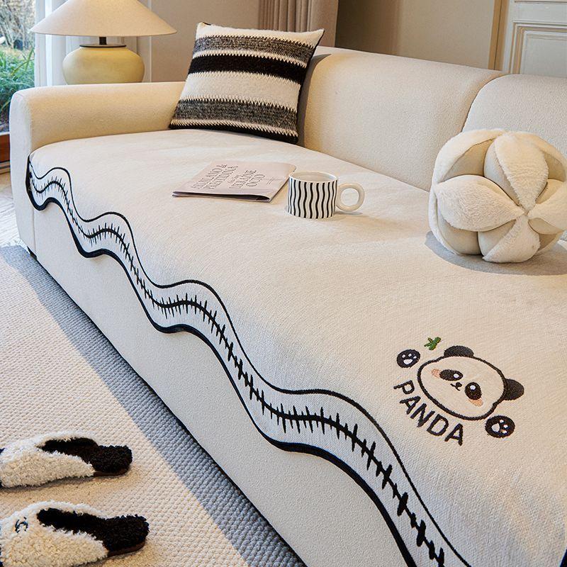 Embroidery High-End Special-Shaped Sofa Cushion Universal In All Seasons New Straight Row Seat Cushion Fixed Non-Slip Cover