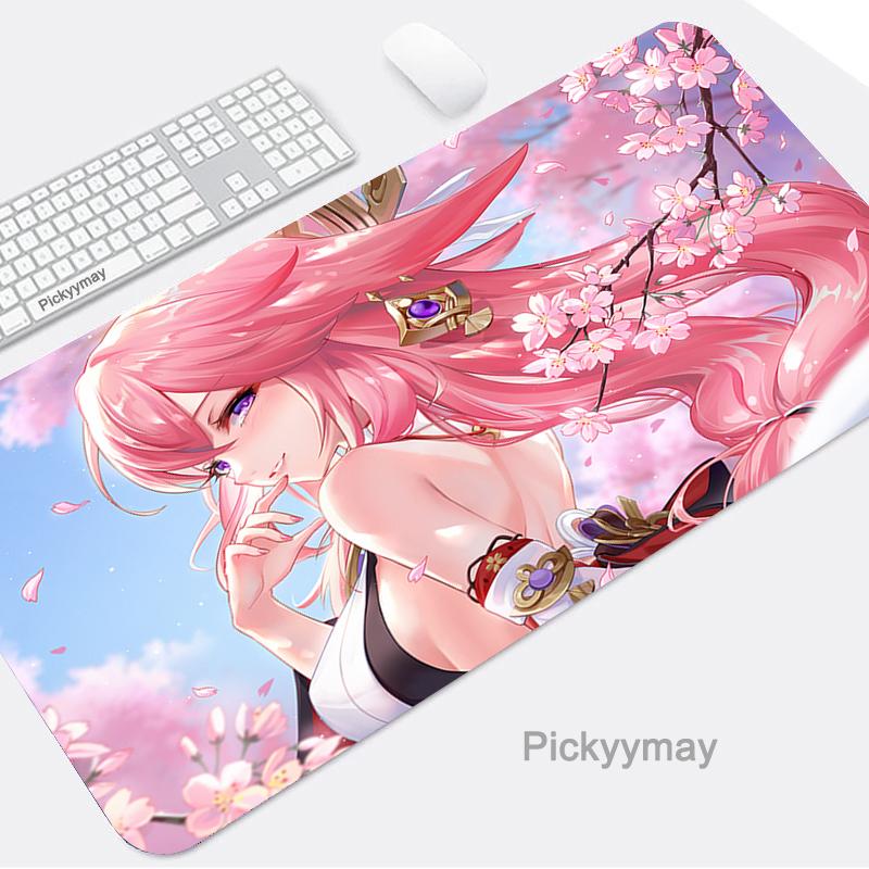 Коврик для мыши игровые аксессуары коврик для мыши Yae Miko компьютер ноутбук ПК геймер Mause Genshin Impact большая аниме-клавиатура настольный ковер