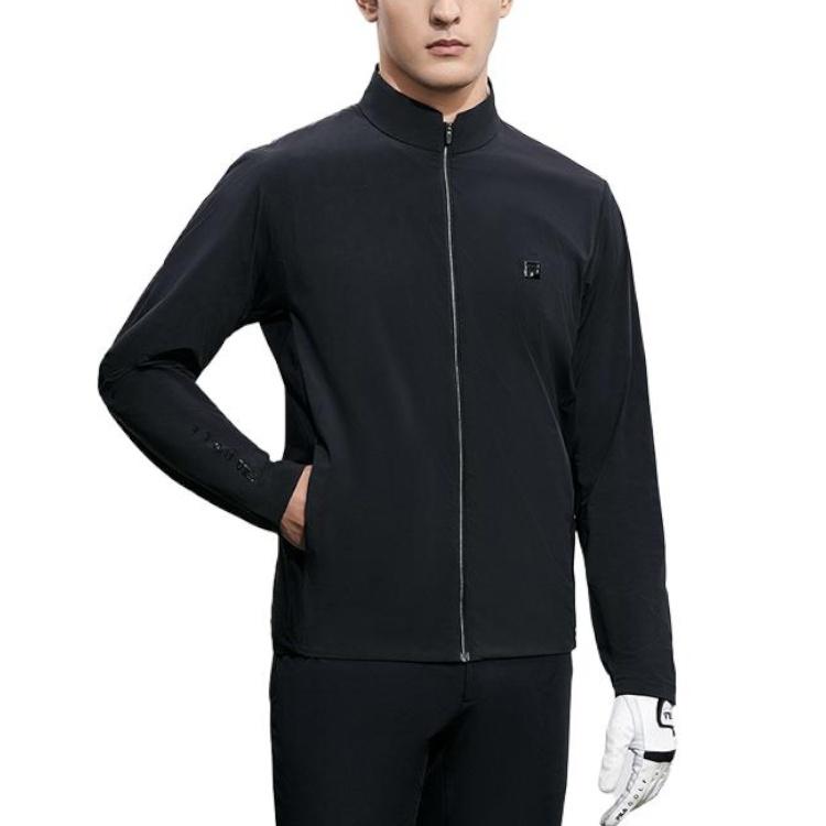 FILA Golf Jackets Men's Pitch Black Stand Collar Moderate Straight Fit A11M345502FBK