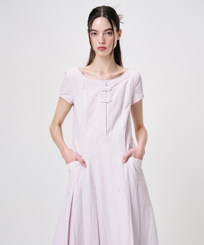 Etmont Linen Pleats Dress, Lavender Pink