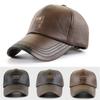 Winter Thicken Warm Plush Sports Hat Outing Cap Peaked Hat Leather Baseball Cap