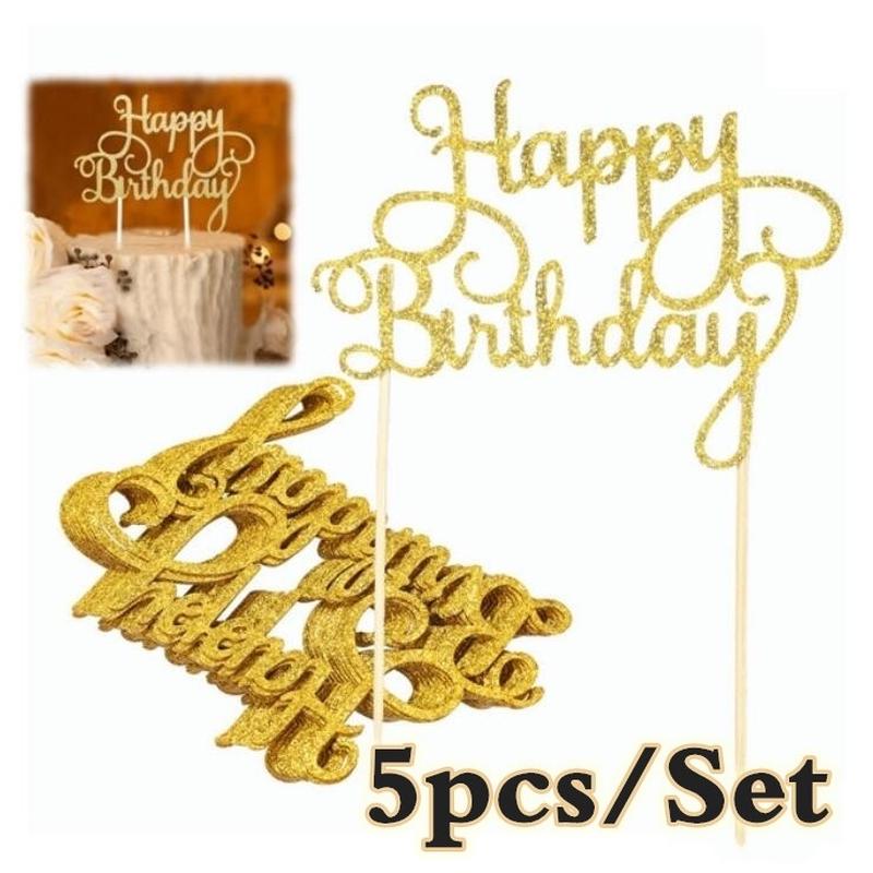 5 шт./набор С Днем Рождения Торт Топпер Бумага Украшения Торта Праздничные Принадлежности ADM