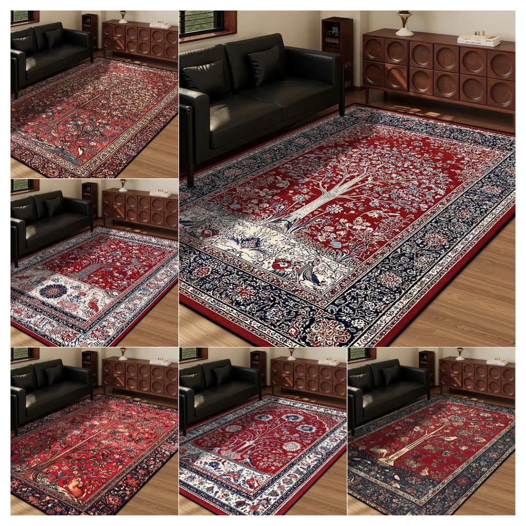 Persian Style Retro Bohemian Area Rug Large Carpet Non-Slip Machine Washable Easy Maintain Living Room Bedroom Guest Room Rug
