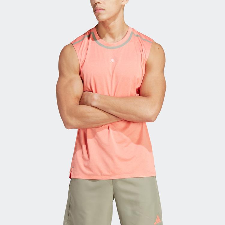 Adidas High-Performance Quick-Dry Training Tank Top Men Tops Coral-Pink IB9058
