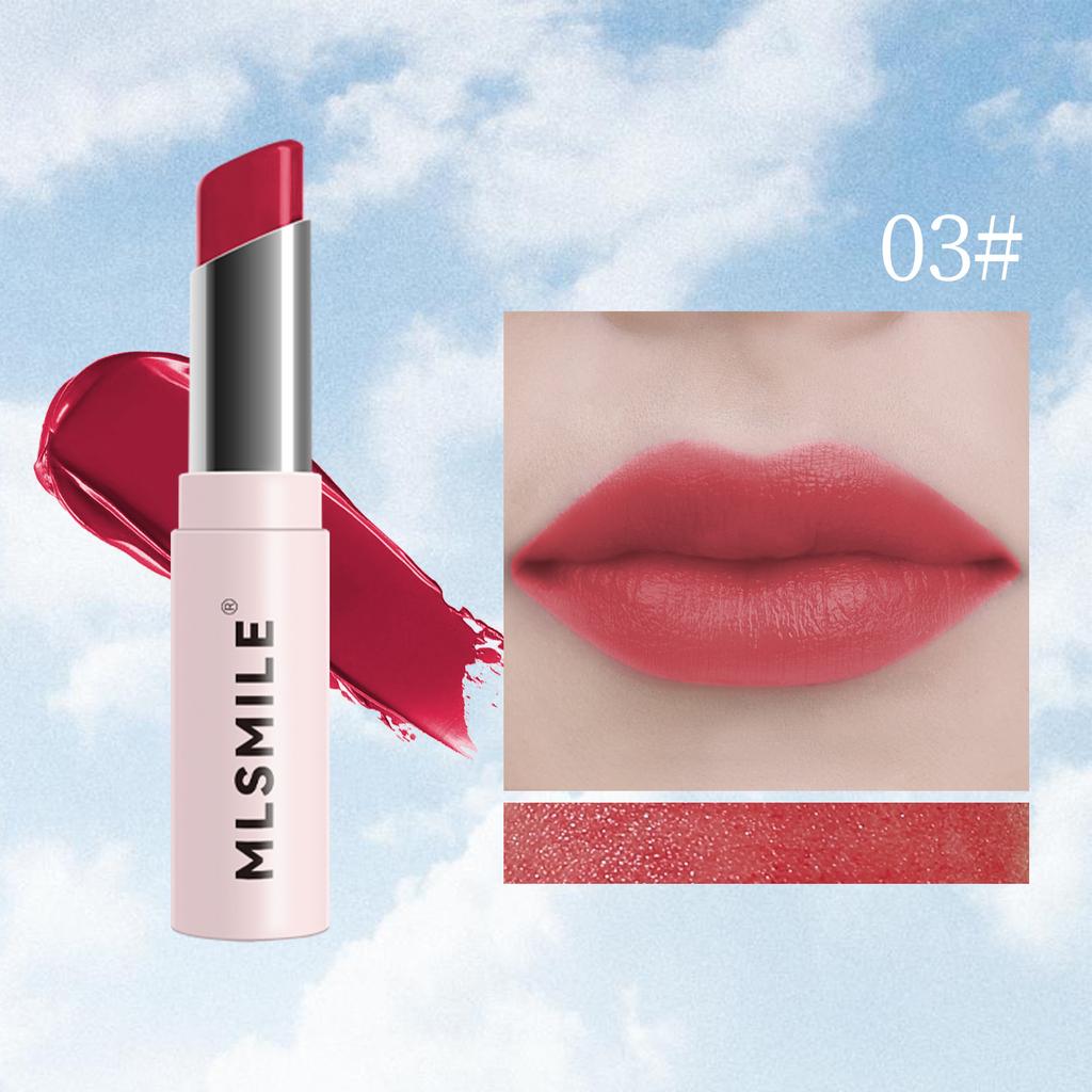 MLSMILE Pink Tube Lipstick, долговечная увлажняющая и увлажняющая помада, отбеливающая и легко окрашиваемая шестицветная помада
