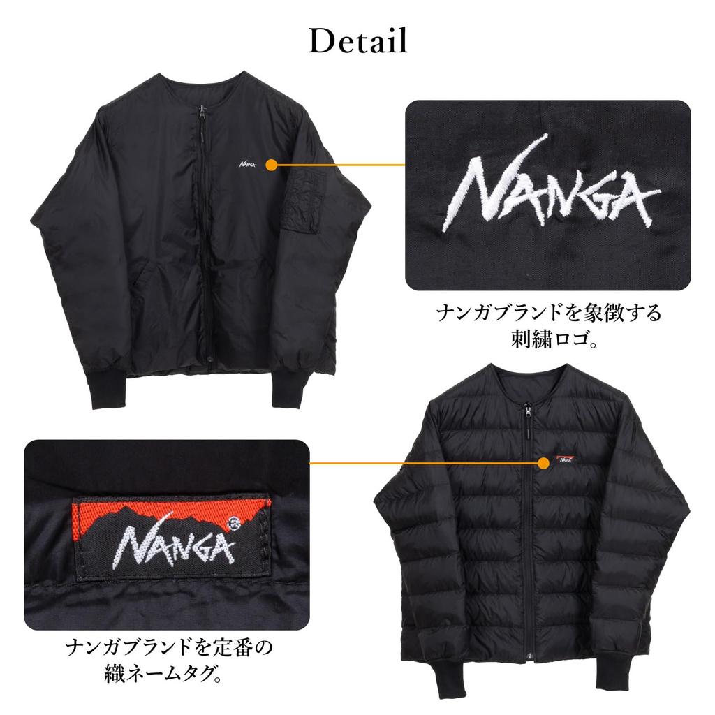 NANGA Custom-Made Reversible Down Jacket (JP, Alphabet, L, Black/Black)