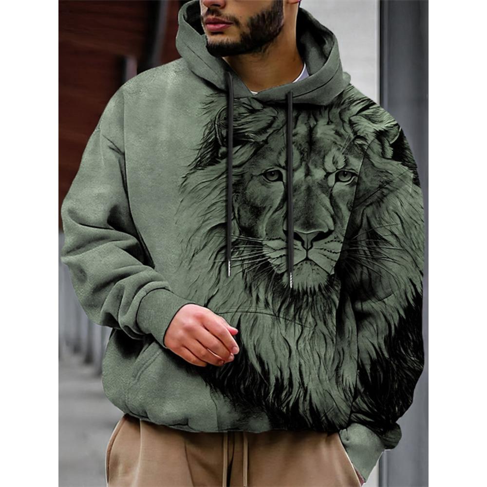 Men's Unisex Hoodie Fashion Pullover Hoodie Sweatshirt Hooded Animal Wolf Lion Dragon Tiger Print Daily 3D Print Casual Hoodies