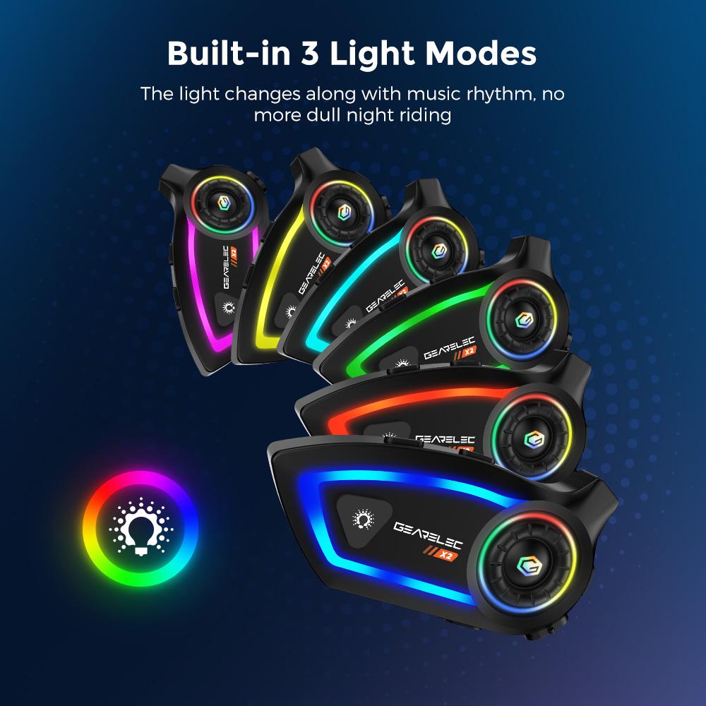 Мотоциклетный шлем Bluetooth-гарнитура Интерком Gearelec X2 Автоответчик DSP CVC Шумоподавление Двойное подключение телефона