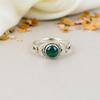 Malachite Gemstone 925 Sterling Silver Round Gemstone Handmade Ring For Women