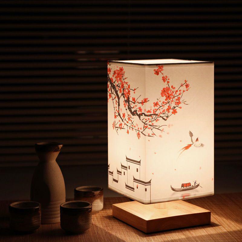 Retro Minimalist Wooden Night Light - Warm Bedside Lamp in New Chinese Style