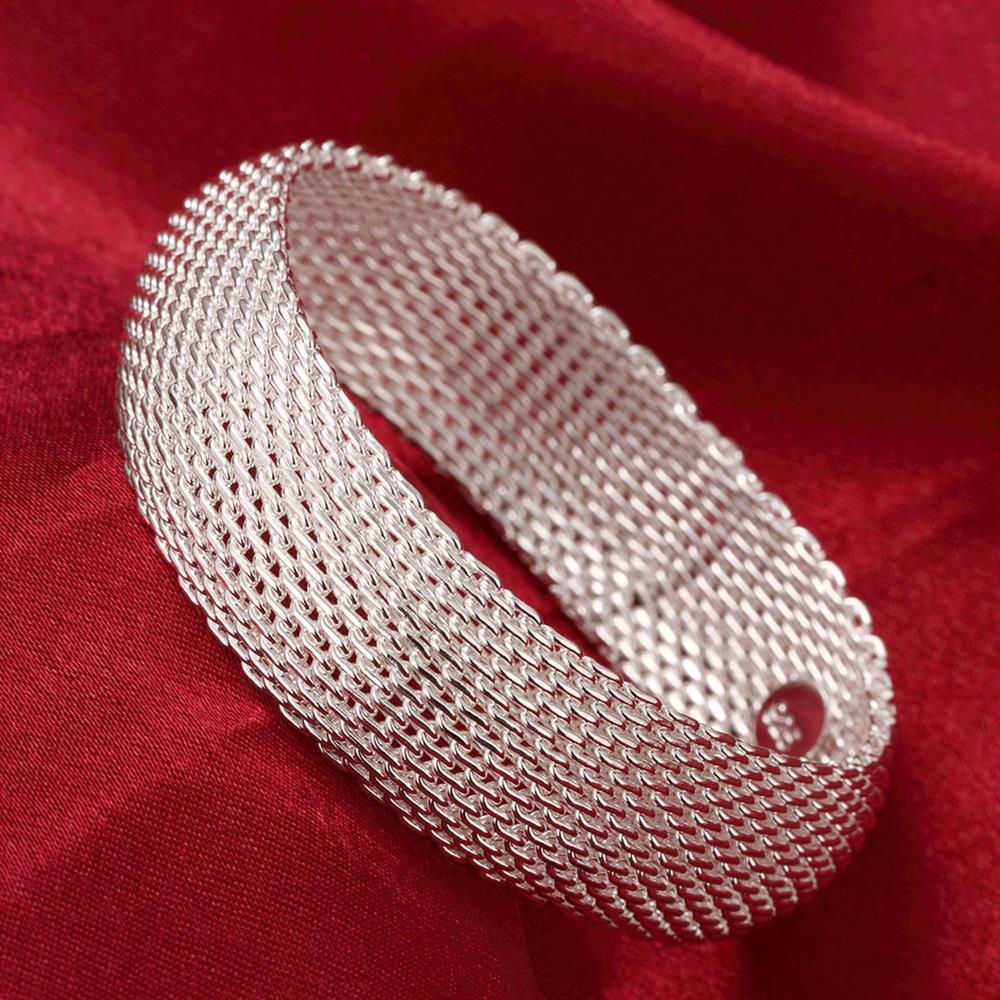 Lovely fashion 925 sterling silver Woven Mesh pendant necklace earrings bangle rings for women wedding engagement jewelry set