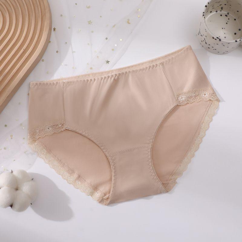 Женское хлопковое свежее простое дышащее и бесшовное удобное простое кружевное нижнее белье большого размера