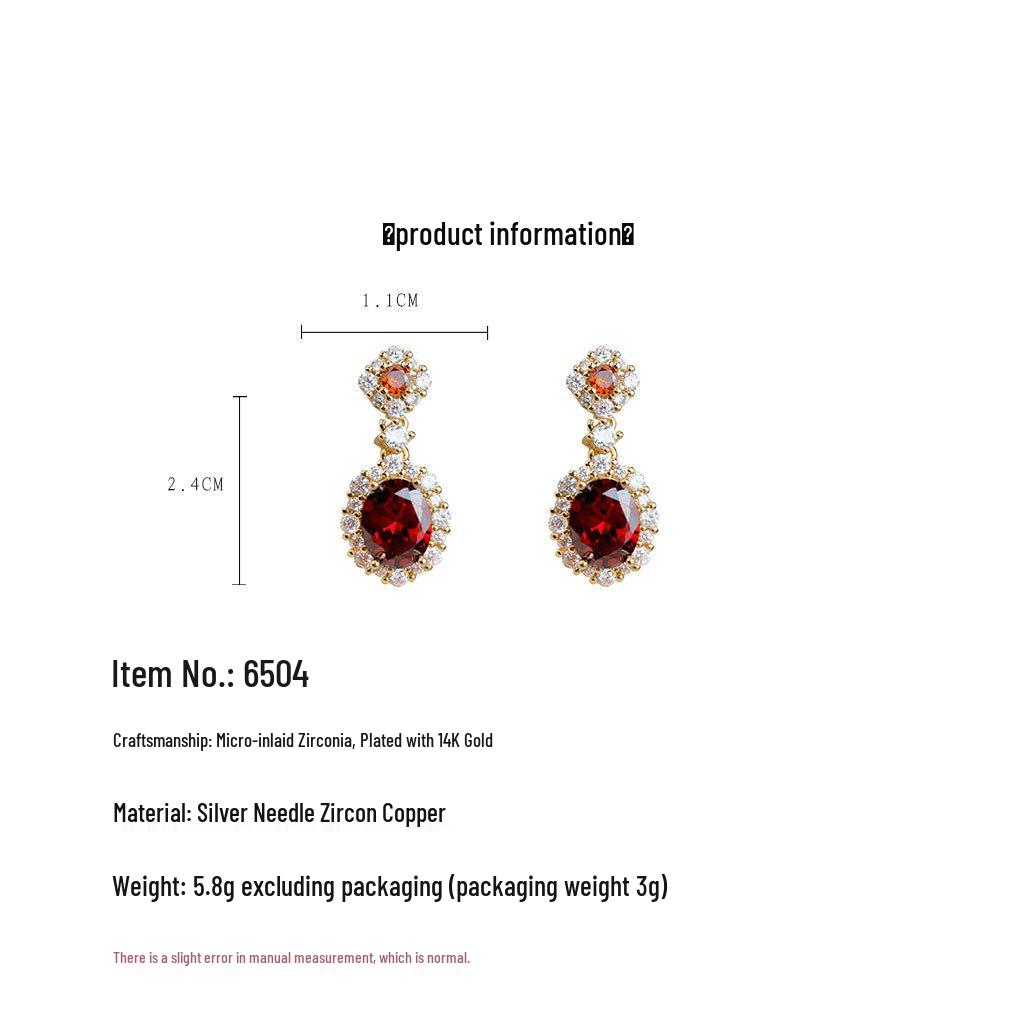 Винтажные красные циркониевые серьги в придворном стиле из серебра 925 пробы с покрытием из 14-каратного золота