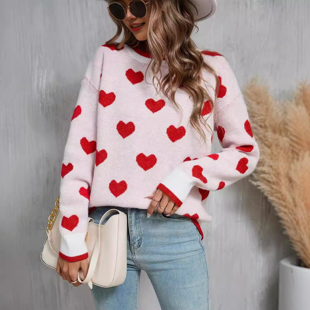 Осенне-зимний женский свитер Love, фестивальный свитер с длинным рукавом, вязаный свитер большого размера