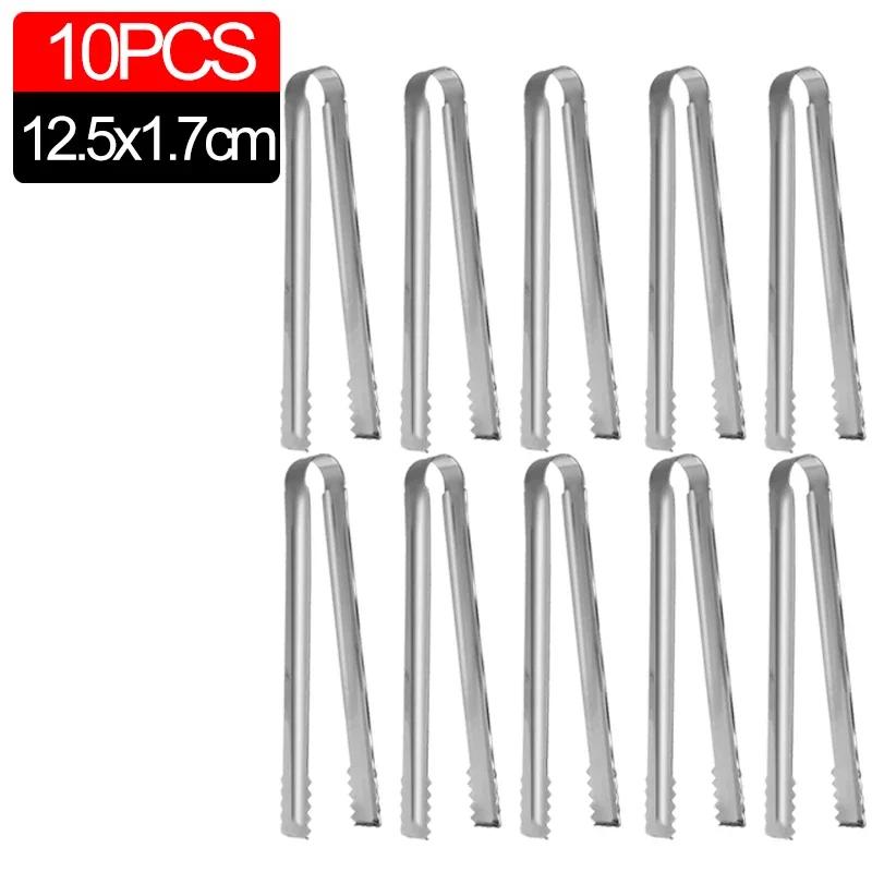 10/1Pcs Stainless Steel Mini Serving Tongs Ice Sugar Clip with Teeth Non-Slip Meat Bread Food Cooking Clips Bar Kitchen Gadget