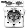 Gothic Skull Bedding Set Decorative Death Moth And Flowers Print Duvet Cover Personalized Skeleton Bones Butterfly Pillowcases