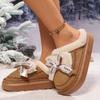 Fashion 2024 Casual Fashion Thick-soled Round-toe Plush Warm Women's Boots Winter New Comfortable Flat-soled Bow Slippers