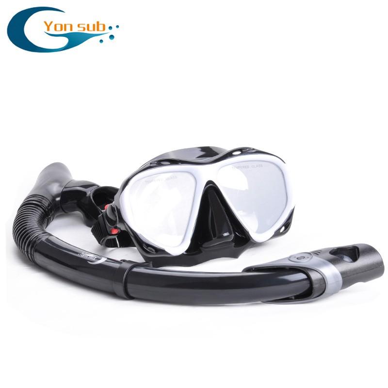 Adult Diving Mask Snorkel Set Tempered Glass Lens Freediving Scuba Swimming Myopia Non-Myopia Options Blue Pink Black Red