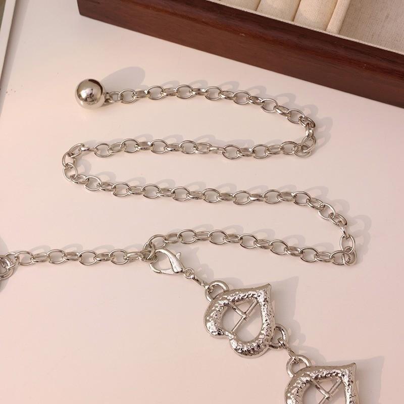 Modern Heart Pendant Metal Waist Chain With Engraving For Women Formal And Casual Outfits
