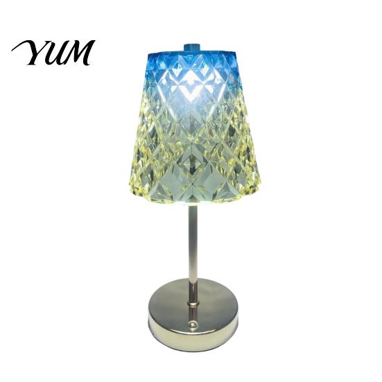Decorative Lighting for Dining Table Touch Control Metal Cordless Lamp, 3-Color Dimmable Bedside Night Light with Modern Base Atmosphere Faux Crystal