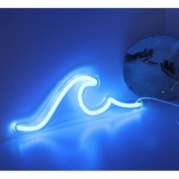 Неоновые вывески «Волна» Светло-голубые светодиодные ночники с диммируемым переключателем для детского настенного декора Питание от USB для гостиной, бара, спальни, рождественский подарок(11.8 *