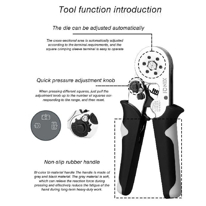 0.08-6mm2 Tubular Terminal Crimping Pliers HSC8 6-6A Crimper Wire Mini Ferrule Crimper Tools Household Electrical Kit With Bag